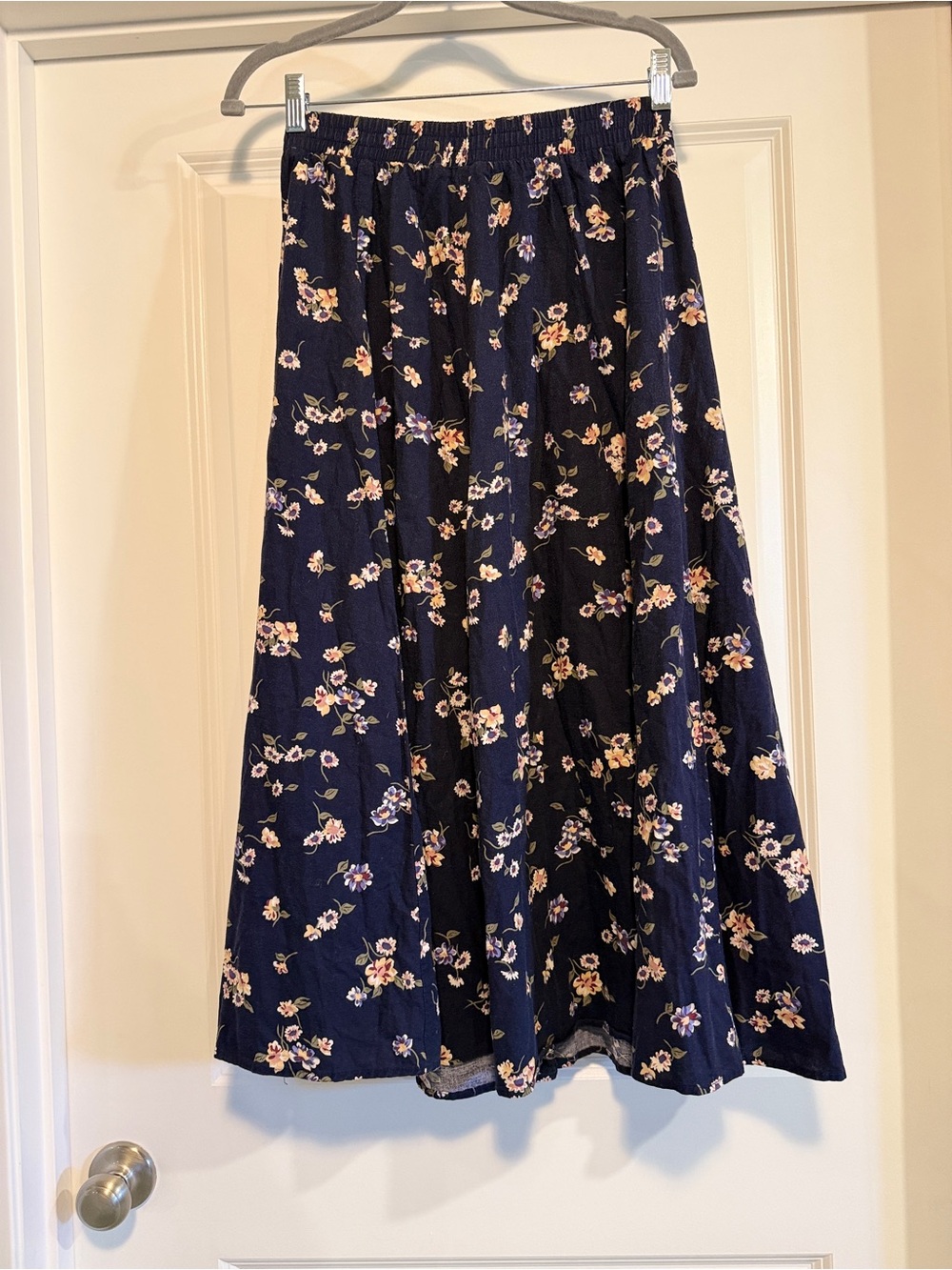 Weathervane Vintage Floral Rayon Button Front Maxi Skirt Large